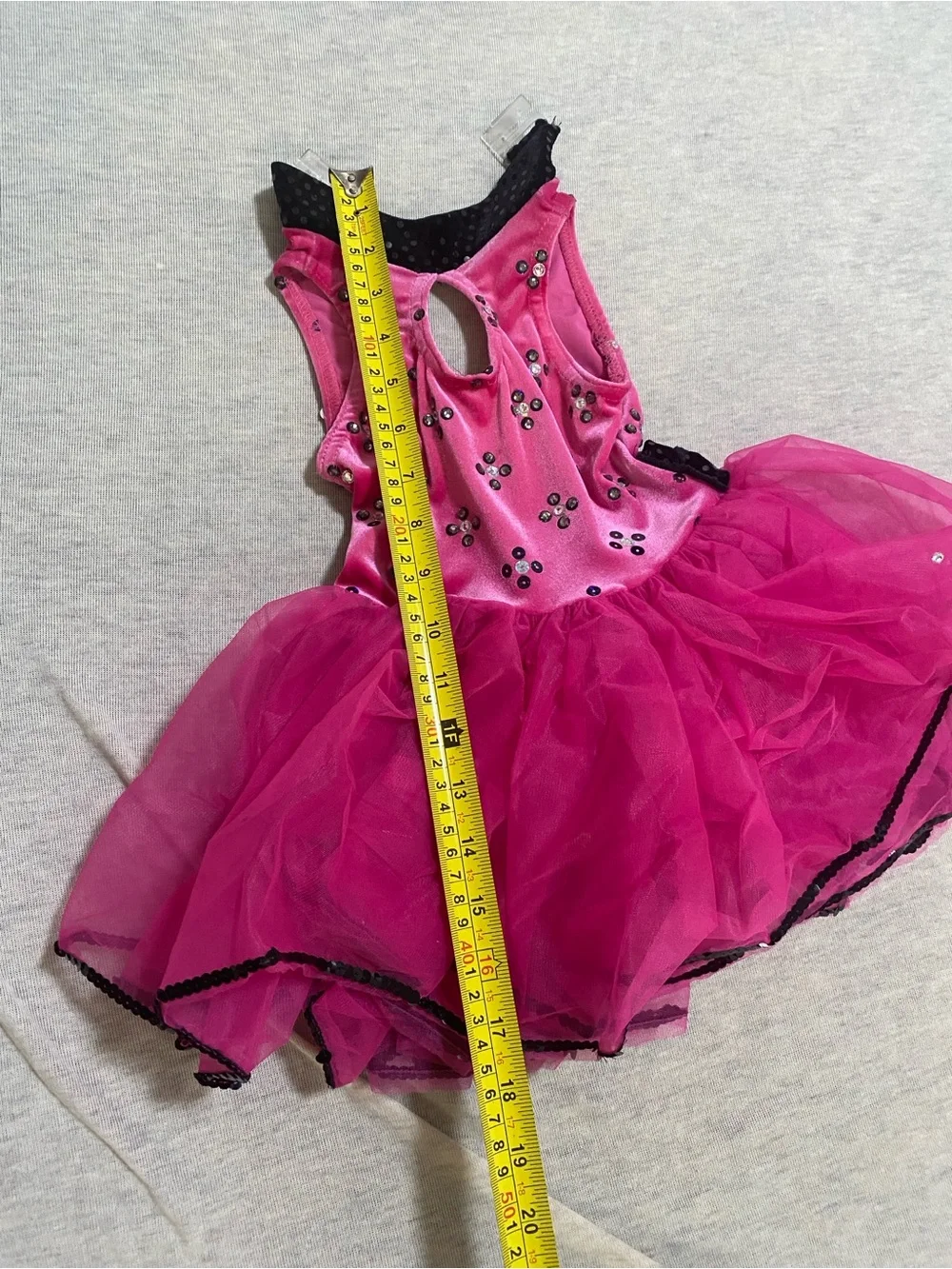 Little Girls' Hot Pink Sequin Tutu Dance Dress with Black Accents